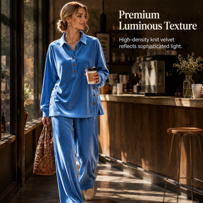 🧥Neuheiten – Hochwertiges zweiteiliges Samt-Set – Weicher Fall & edle Loungewear für jeden legeren Anlass