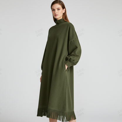 Unifarbenes Damen Freizeitkleid aus Kunstvelours