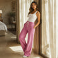 Freizeit-Hose mit hoher Taille und weitem Bein für Damen