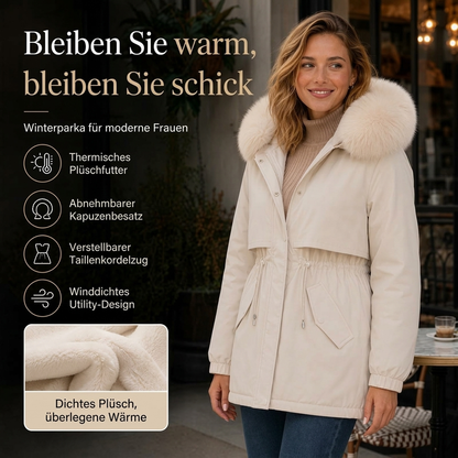 Mittellange Damen-Parka-Jacke mit Plüschfutter
