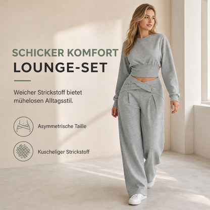 Lockerer sportlicher Herbst-Winter-Zweiteiler aus langärmligem T-Shirt und weitem Cross-Waist-Hosen