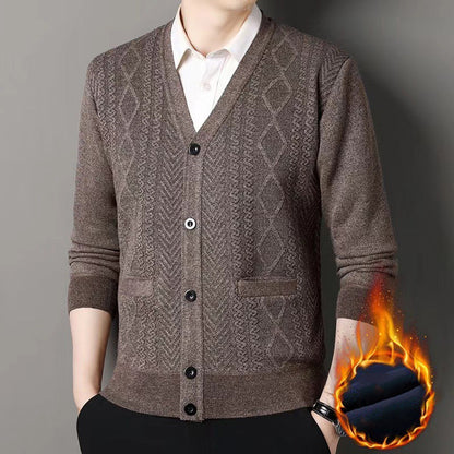 Herren Warmer Cardigan mit Knopfverschluss und V-Ausschnitt