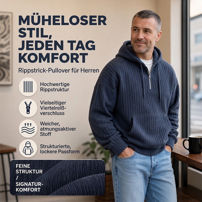 🎁Riesige Rabatte 🎉Herren lässiger Halb-Reißverschluss Cord Kapuzenpullover