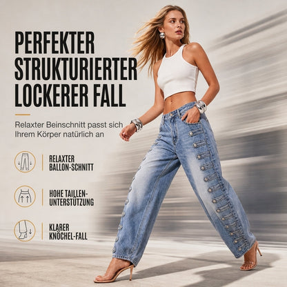 📢Nur heute: 50% Rabatt + versandkostenfrei!📢 Damen Retro Jeans mit hoher Taille und geschwungenem Bein