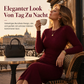 💋Genießen Sie eine 30-tägige problemlose Rückgaberichtlinie!✅️Damen Langarm Rippstrick Rundausschnitt Bodycon Maxikleid