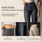 🔥Beliebtes Produkt ！✨Damen High-Waist-Hose mit Spitzeneinsatz, weitem Bein und dekorativen Goldknöpfen