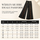 🔥Beliebtes Produkt ！✨Damen High-Waist-Hose mit Spitzeneinsatz, weitem Bein und dekorativen Goldknöpfen