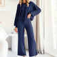 💖LAST DAY PROMOTION - 50%OFF 💖 Women’s Casual Solid Top & Wide-Leg Pants 2 Piece Sets