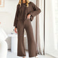 💖LAST DAY PROMOTION - 50%OFF 💖 Women’s Casual Solid Top & Wide-Leg Pants 2 Piece Sets