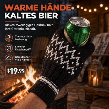 Gestrickter Bier-Trinkhandschuh zum Halten von Bierflaschen und -dosen