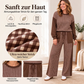 ⚡Flash-Sale!⚡ Damen Karomix Langarmoberteil & Weithosen Set