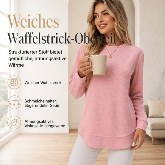 🛍️✨Lässiges lockeres Waffelstrick-Top für Damen
