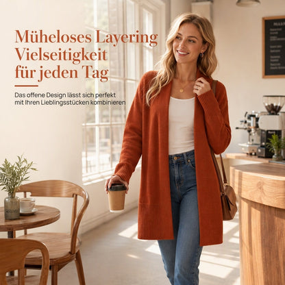 📢🎉50%Rabatt!!!🛍️✨Strickjacke für Damen, mittellang, offener Vorderschnitt, mit gerippten Bündchen