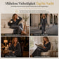 ⏰ Countdown läuft – 50% nur noch 3 Tage! Zweiteiliges Damen-Set aus Samt in Unifarbe, mit langärmeligem Oberteil mit tiefem V-Ausschnitt und weitem Sweatshirt-Design sowie ausgestellte Maxi-Rock