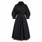 Elegantes Damen Baumwoll-Leinenschrankfarbenes Hemdkleid mit Umlegekragen, elastischer Taille und ausgestellter Schwingsaum