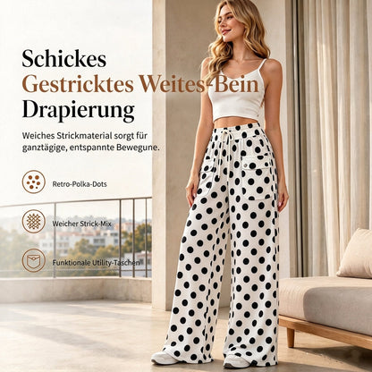 🔥Freizeit-Hosen für Damen mit Gepunkteter Muster und Weitem Bein