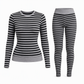 ⏰Beliebt und bald ausverkauft!⏰ Damen Streifen Color Block Rundhals Langarm Oberteil und Hose Slim Fit Freizeit Loungewear Trainingsset