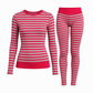 ⏰Beliebt und bald ausverkauft!⏰ Damen Streifen Color Block Rundhals Langarm Oberteil und Hose Slim Fit Freizeit Loungewear Trainingsset