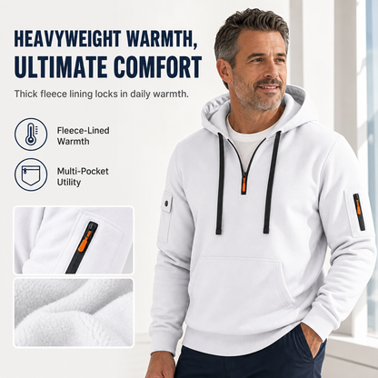 Herren-Sweatshirt mit Kapuze, schweres Fleecefutter, lockere Passform, lässige Arbeitskleidung für Herbst und Winter