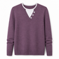 📢🎉🛍️✨Lässiger zweiteiliger Strickpullover mit V-Ausschnitt und Knopfdetails