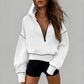 📢🎉50%Rabatt!!!🛍️✨Damen-Kurzformatiges Hoodie mit Reißverschluss und Kontrastbesatz, langärmelig,Sweatshirt für Herbst und Winter