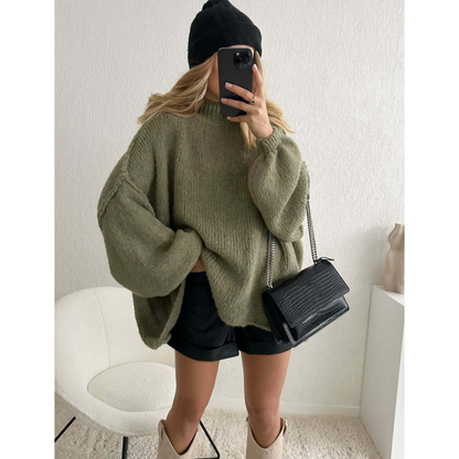Frauen Warmpullover mit Rollkragen in lockerer Passform