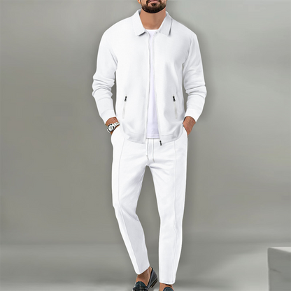 Herren stilvolles 2-teiliges Set: Jacke mit Hemdkragen und Jogginghose