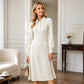 📢Tausende Kunden kaufen es!📢 Damen Strickkleid mit Reverskragen und Rippstrick
