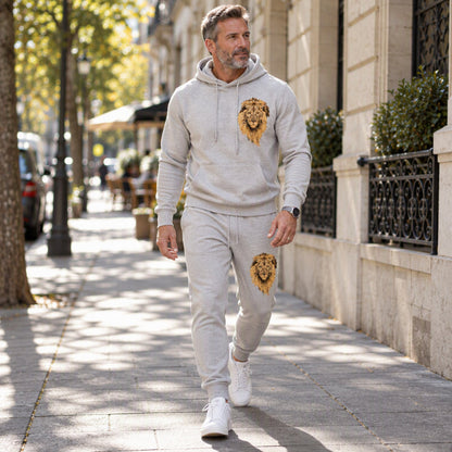 💞Beliebtes Produkt! Nur kurze Zeit reduziert!💞 Herren Kapuzenpullover mit Löwenmotiv & Sweathose Set