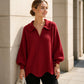Eleganter Damen-Pullover mit V-Ausschnitt und Puffärmeln
