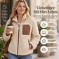 Damen Winter Sherpa Plüschjacke mit durchgehendem Reißverschluss