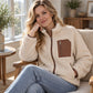 Damen Winter Sherpa Plüschjacke mit durchgehendem Reißverschluss