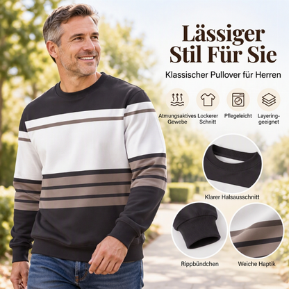 📦 Täglich 500+ Pakete versendet! Lässiges Rundhals-Sweatshirt für Herren mit Streifenmuster