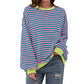 📢🎉50%Rabatt!!!🛍️✨Damen Oversized Langarmshirt mit Streifenmuster