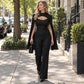 Damen funkelnder Glitzer-Cape-Ärmel-Jumpsuit