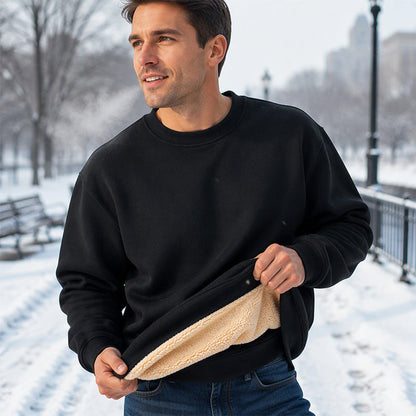 🌟Nur diese Woche!🌟 Herren-Sweatshirt mit Fleecefutter und Rundhalsausschnitt