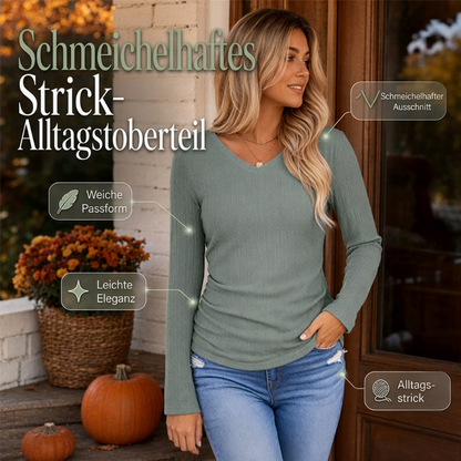 Elegantes Damen-Strickoberteil mit V-Ausschnitt