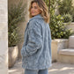 Damen lässige Plüschjacke mit Knopfleiste