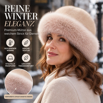 Elegante Damen Mütze aus Kunstpelz, warm