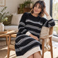 Damen Gestreiftes Langarm Strickkleid