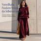 Freizeit-Zweiteiler für Damen: Langarmoberteil und Wide-Leg-Hose, Business-Outfit für Herbst und Winter
