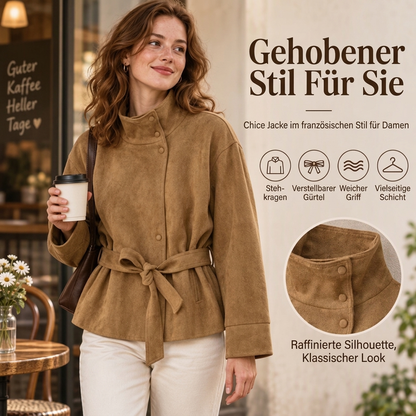 📢🎉50%Rabatt!!!🛍️✨Damenjacke mit Stehkragen und Gürtel – Elegant für jeden Anlass 📦