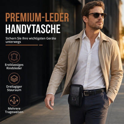 Herren-Echtheld Leder Gürteltasche mit Gürtelschlaufe, multifunktionale Mini-Schultertasche
