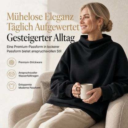 🥳Wiederkäufer-Rate über 90%!🥳 Locker geschnittener Mock-Neck-Pullover mit Drapierung, abfallenden Schultern und langen Ärmeln