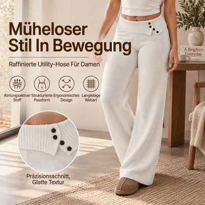 🍂🧶 Damen bequeme Strickhose mit weiter Beinform | Kein Einschneiden, kein steifes Material – Weich, locker & alltagstauglich ❄️