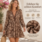🔥Kundenfavorit!🔥 Damen Vintage Blumen Print Langarm V-Ausschnitt Kleid