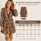 🔥Kundenfavorit!🔥 Damen Vintage Blumen Print Langarm V-Ausschnitt Kleid