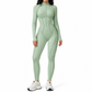 Damen Rippstrick Mock Neck Halbzip-Overall Hochwirksamer Yoga- und Fitness-Body