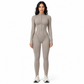 Damen Rippstrick Mock Neck Halbzip-Overall Hochwirksamer Yoga- und Fitness-Body
