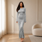 Figurbetontes Maxi-Kleid mit langen Ärmeln und Fishtail-Saum für Damen